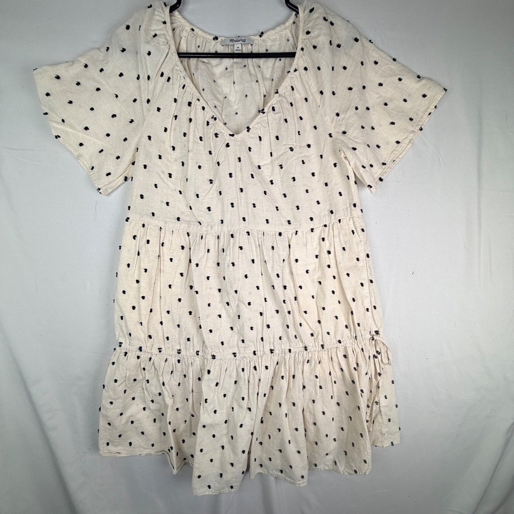 Madewell Cream Mini Dress with Black Dot Print